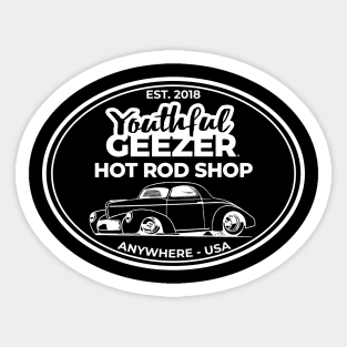 Youthful Geezer Hot Rod Shop Sticker